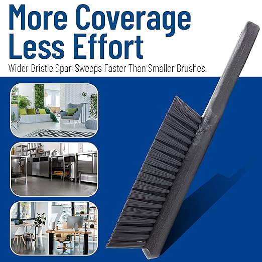 SPARTA Handheld Soft Counter Brush 8 Inch Bristle Span, Multi-Use Dust Brush with 5 Inch Handle for Tables, Countertops, and Delicate Surfaces, Polyester, Black, (Pack of 6)