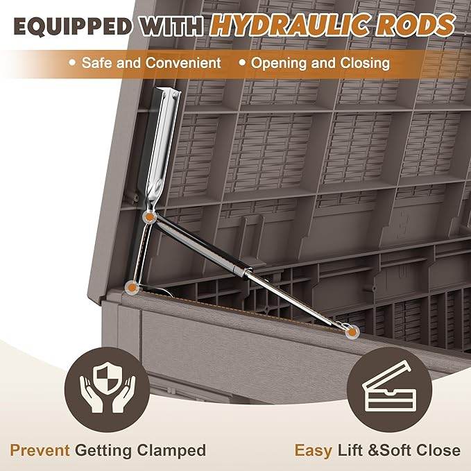 Oudoor Storage Deck Boxes Waterproof, Waterproof and UV Resistant Outdoor Storage Box Lockable Lid for Delivery Box, Indoor, Garden Tools, Pool Supplies, Patio (Grey, 110 Gallon)