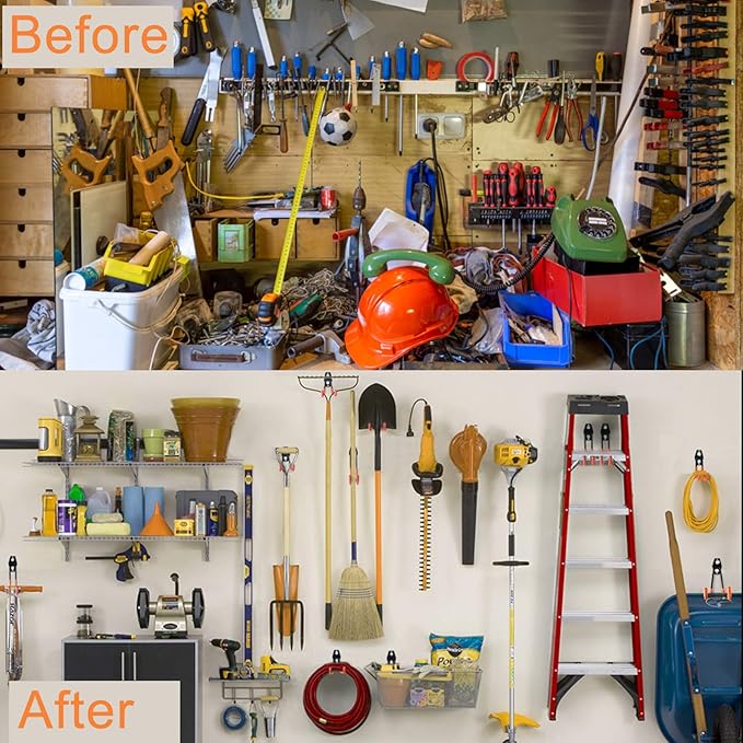 AOBEN Garage Hooks Heavy Duty, Steel Garage Storage Hooks, Utility Tool Hangers and Combinable Wall Mount Garage Hooks for Organizing Ladders, Bikes, Hoses, and More Equipment (Small J, 6 Pack)