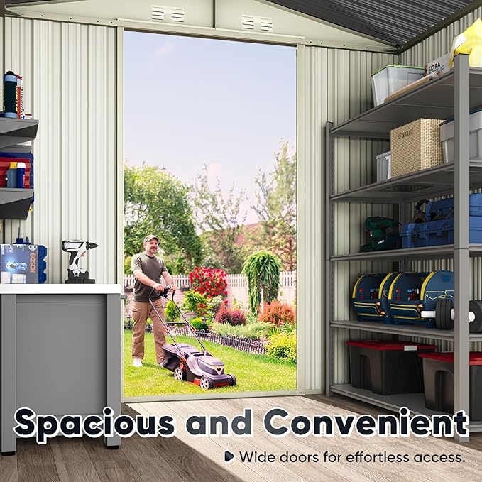 Quictent Large 5X3 FT Metal Storage Shed, Easy Assemble, Lockable Outdoor Garden Shed Waterproof Shed for Bike Storage, Tool Storage, Temporary Storage with Combination lock(5.1X3.8 FT Base, No Floor)