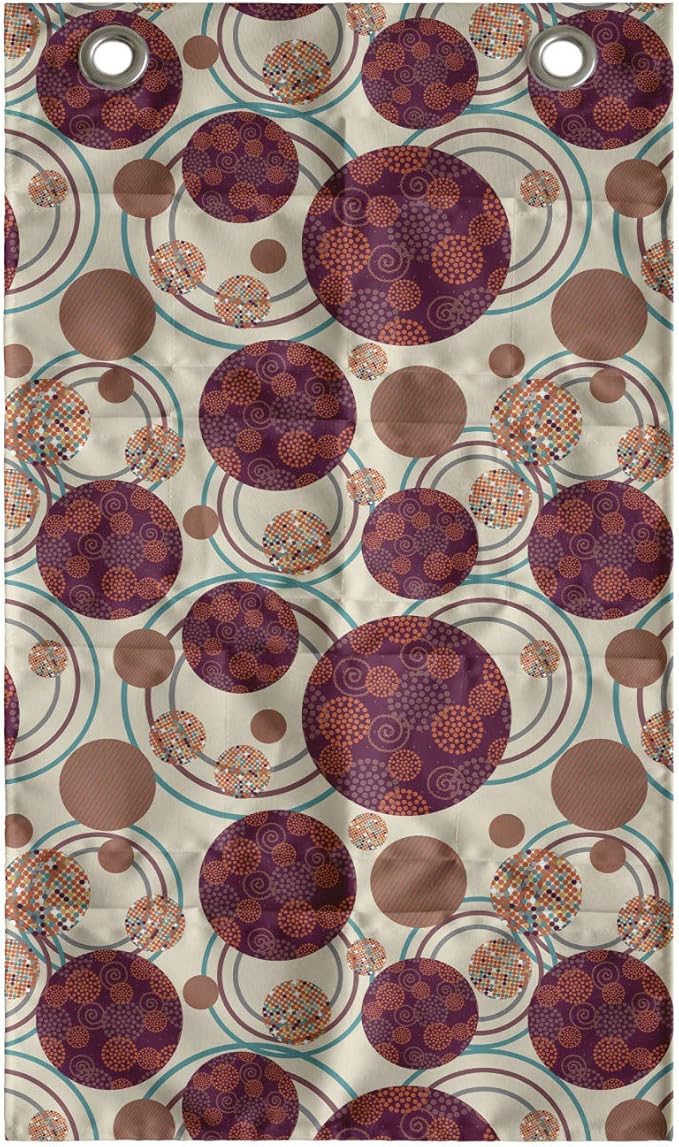 Lunarable Geometric Circle Hanging Pocket Organizer, Ring Spherical Disco Balls Dot and Stripes Swirls Display Print, Printed Polyester Storage Bag with Pockets, 21" x 31", Maroon Beige