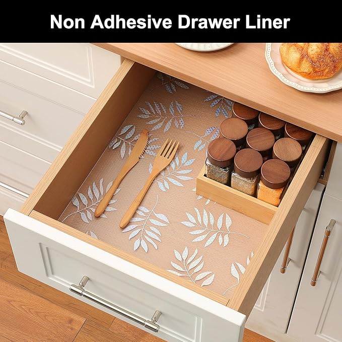 Cooyes Shelf Liner – Premium Non-Adhesive Cabinet & Drawer Liner for Kitchen – Waterproof Shelf Paper with Modern Pattern – Durable EVA Cabinet Mat – Easy to Cut （24" W x 240" L）