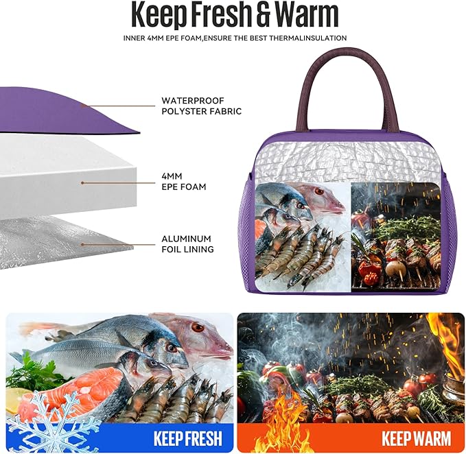 Lunch Bag Women/Men Lunch Box Women/Men (Dark purple)