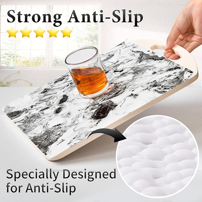 Drawer and Shelf Liner for Kitchen Cabinet: 12 in X 20 Ft Non Slip Waterproof Shelf Paper Non Adhesive Refrigerator Liners Grey and White Marble Easy Liners for Bathroom with Knife Tape Measure