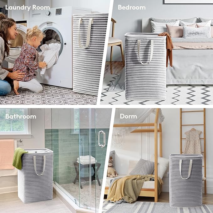 Lifewit 1 Pack Laundry Hamper Large Collapsible Laundry Baskets, Freestanding Waterproof Clothes Hamper with Easy Carry Handles in Laundry Room Bedroom Bathroom College Dorm, Black, 80L