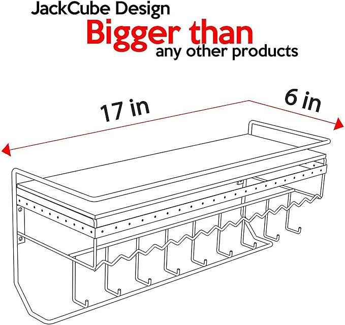 JackCubeDesign White Metal Necklace Jewelry Organizer Wall Mount Jewelry Holder Shelf Mounted Hanging Storage Hooks for Necklace, Earrings, Sunglasses, and Aesthetic Room Decor – MK238B