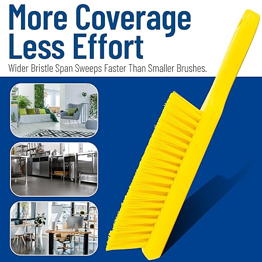 SPARTA Handheld Soft Counter Brush 8 Inch Bristle Span, Multi-Use Dust Brush with 5 Inch Handle for Tables, Countertops, and Delicate Surfaces, Polyester, Yellow