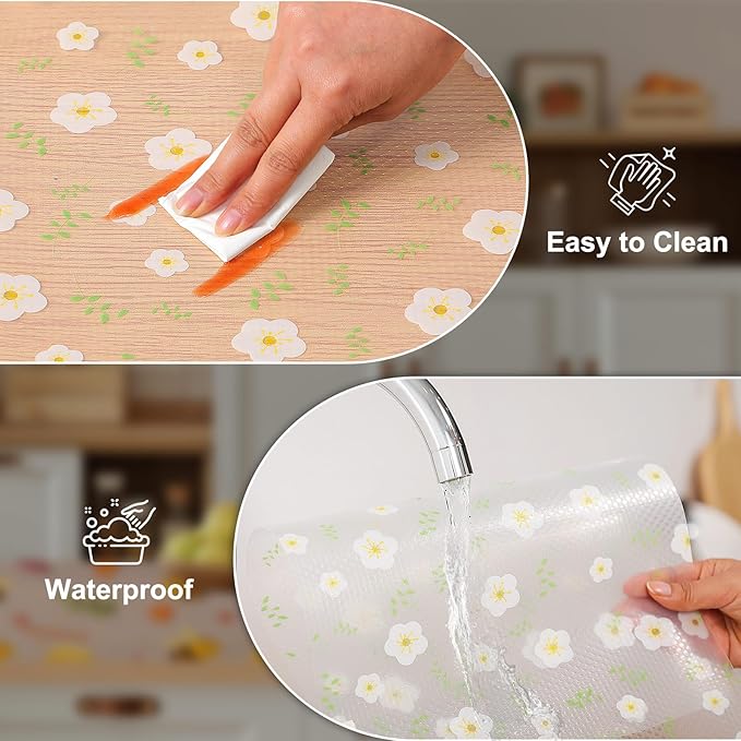 Cooyes Shelf Liner – Premium Non-Adhesive Cabinet & Drawer Liner for Kitchen – Waterproof Shelf Paper with Modern Pattern – Durable EVA Cabinet Mat – Easy to Cut （12" W x 240" L）