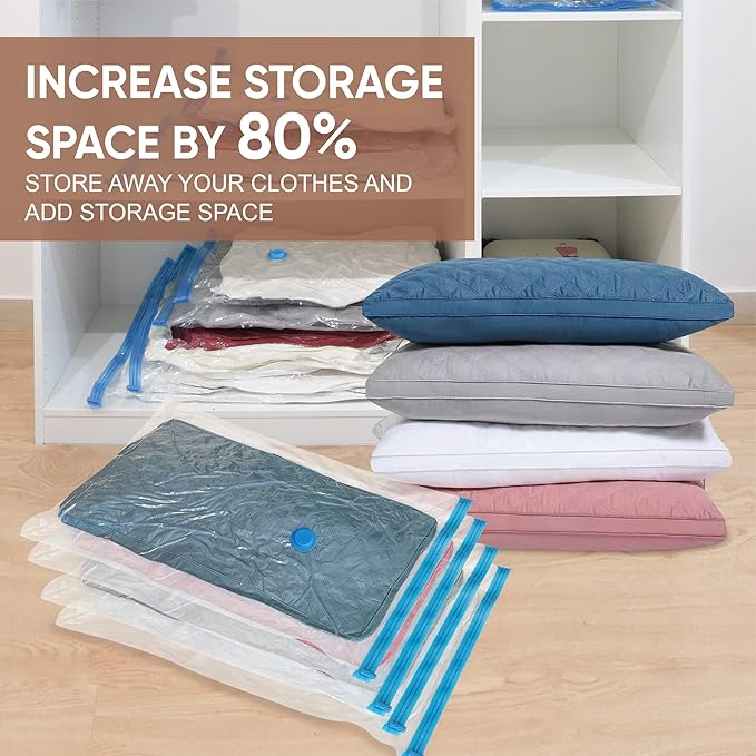 10 Small Vacuum Storage Bags, Small Vacuum Seal Bags for Clothing, Compression Space Saver for Clothes