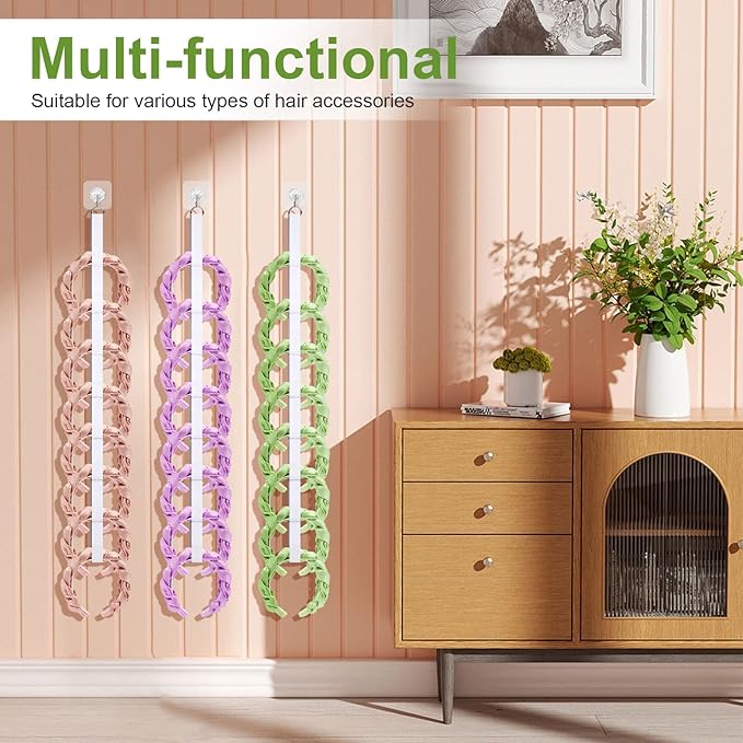 3 Pcs Headband Holder Organizer, Hanging Headband Storage for Women, Hair Hoop Display Hair Accessories Organizer for Shop Bedroom College Dorm Decor(White)