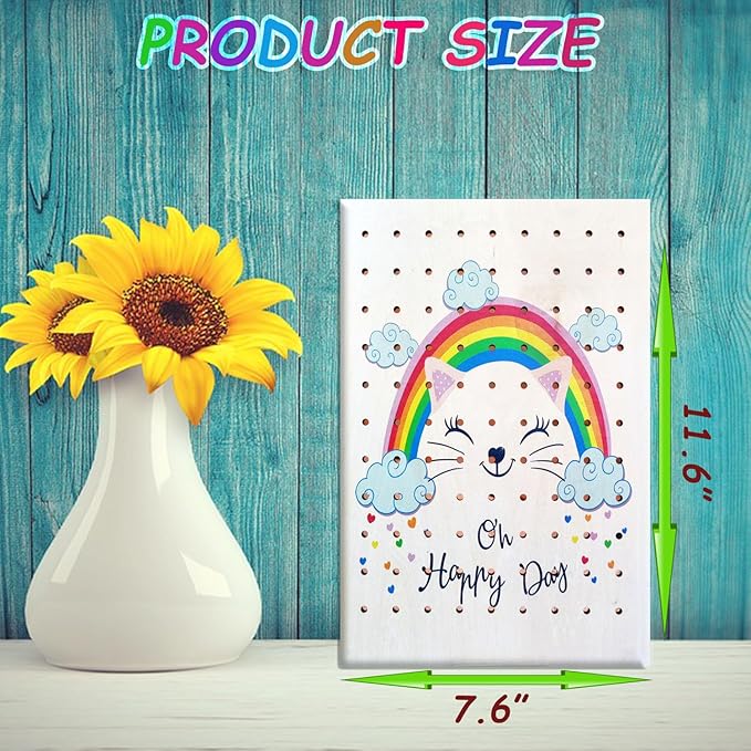 Hanging Jewelry Holder Organizer, Nursery Decor Jewelry Hanger Wall Mount,Hanging Jewelry Organizer for Stud Earrings,Necklaces,Rings (Rainbow Cat)