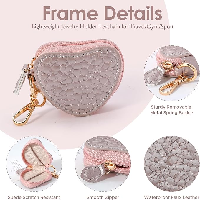 Jewelry Ring Holder Keychain – Portable Travel Gym Mini Jewelry Storage Case for Rings Earrings Studs Necklace Organizer Case Box for Gym/Sports