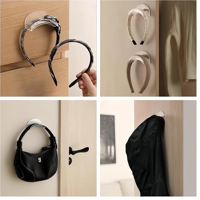 4 Pack Acrylic Headband Holder,Wall Mounted Hair Tie Organizer, Punch-Free Sticky Hair Tie Holder, Girls and Women Transparent Acrylic Hair Accessories Headband Organizer