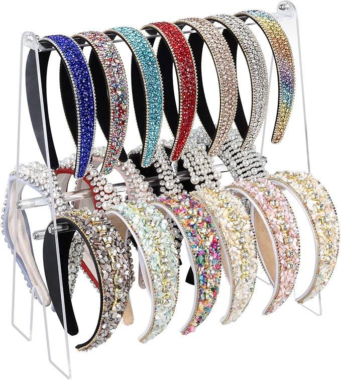 Headband Holder Headband Organizer, Acrylic Headband Holder Organizer, 2-Tier Clear Headband Display Stand, Headband Storage Rack for Girls and Women (Modern)