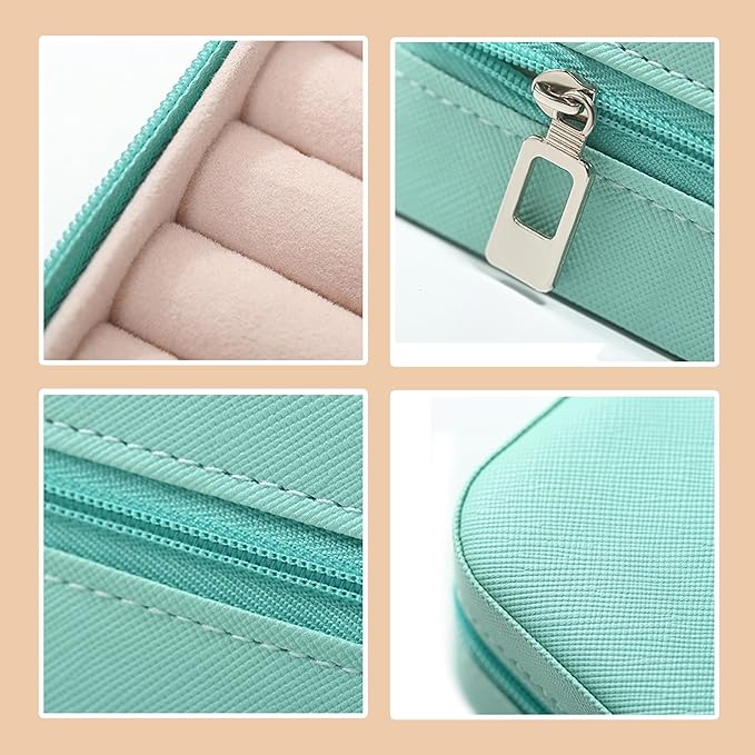 Personalized Jewelry Box for Women Mothers Day Gifts for Mom from Daughter Son Custom Leather Travel Jewelry Case with Name Christmas Birthday Wedding Bridesmaid Gifts (Blue, Design 1)