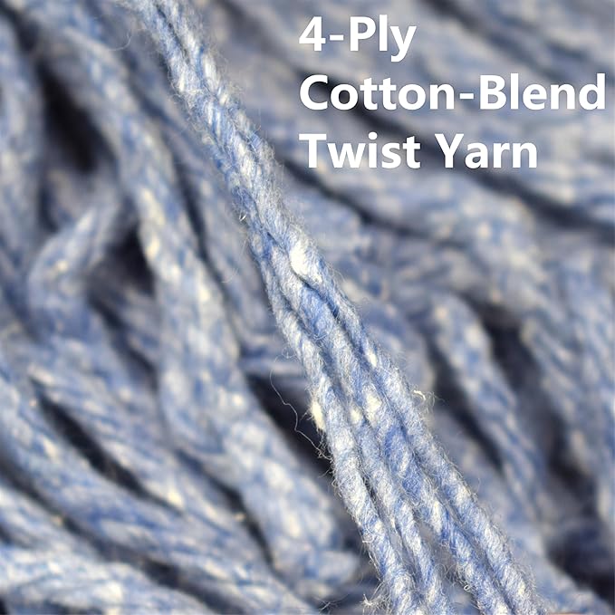 Heavy Duty Commercial Mop Head Refill - Industrial Grade Blue Cotton Looped-End String for Wet Mopping, Long-Lasting (3)