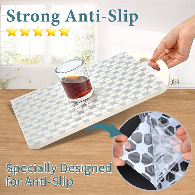Drawer and Shelf Liner for Kitchen Cabinet: 17 in X 20 Ft Non Slip Waterproof Shelf Paper Non Adhesive Refrigerator Liners Silver Square Easy Liners for Bathroom with Knife Tape Measure