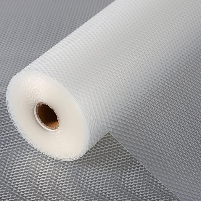 Anoak Shelf Liner, 12 Inches x 20(240.1 Inch) FT Non-Slip Cabinet Liner, Diamond Pattern Clear