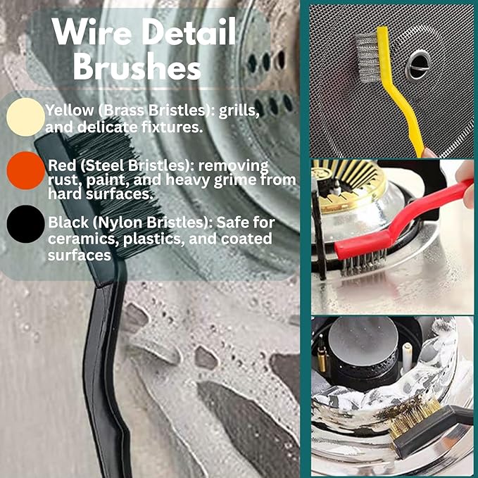 Crevice Cleaning Brush Set 11-Piece Multi-Purpose Hard & Soft Bristle Brushes for Kitchen, Bathroom Tile Grout Sink Bottles & Crevices Deep Cleaning Tools for Home Car & Appliances Black & White