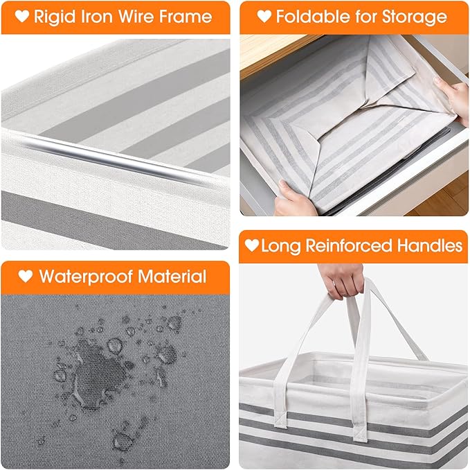 4 Pack Large Laundry Baskets, Laundry Hampers, Freestanding Waterproof Collapsible Clothes Bag with Extended & Reinforced Handles - Clothes Basket for Dorm, Bathroom, Home (125L)
