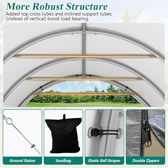 GARTOO Upgrade 12' x 20' Heavy Duty Carport - Extra Large Outdoor Shelter, Portable Garage for Truck Car Auto Motorcycle Boat Outdoor Events Party, Gray