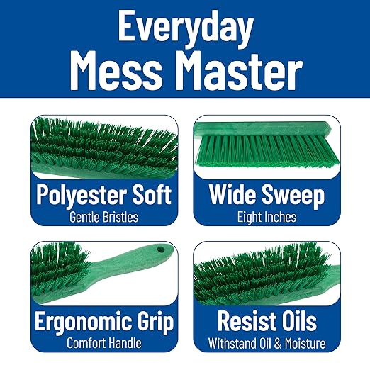 SPARTA Handheld Soft Counter Brush 8 Inch Bristle Span, Multi-Use Dust Brush with 5 Inch Handle for Tables, Countertops, and Delicate Surfaces, Polyester, Green