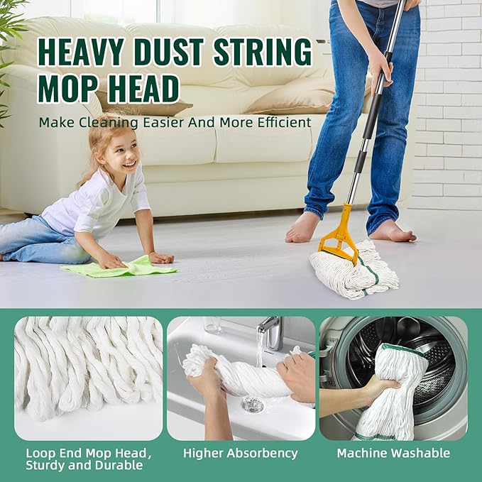 20oz Heavy Mop Replace Head, 3 Pack Commerical Replacement Mop，mop Head Replacement，Reusable Mop Head Refills-Replacement Mop Heads Suitable for Heavy Commercial Industrial Residential Areas