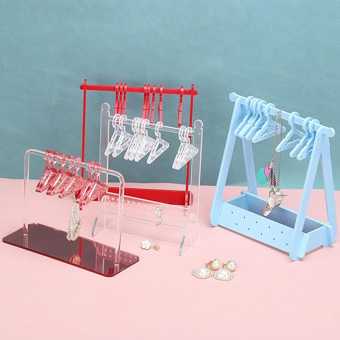 PATIKIL 30pcs Clothes Hanger Earring Holder, Mini Acrylic Coat Hangers Earring Hangers Hanger Rack Small for Earring Holder Organizer Stand Studs, Black