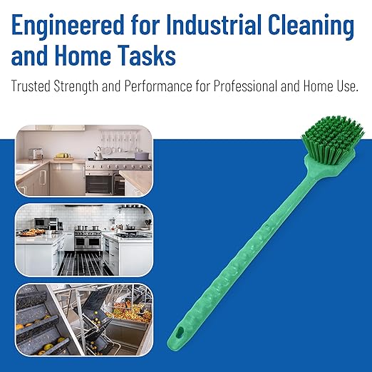 SPARTA 40501EC09 Plastic Large Scrub Brush, Kitchen Brush, Utility Brush With Long Handle For Cleaning, 20 Inches, Green