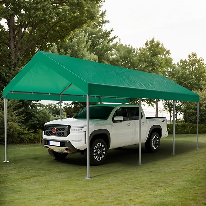 Shintenchi 10x20ft Heavy Duty Carport with UV&Wind Resistant Canopy,Portable Carport Garage Shelter with Stable Powder-Coated Steel Frame,Outdoor Carports for Car,Bike,Camp,Storage(Green)