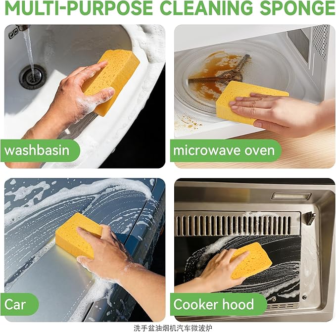 LILAC 6 Pcs Deep Cleaning Set: 2 Pack Stiff-Bristle Crevice Cleaning Brushes & 4 Pack Compressed Natural Cellulose Sponges, Gap Cleaner Scrubber Tool for Window Tracks, Tile, Kitchen, Bathroom