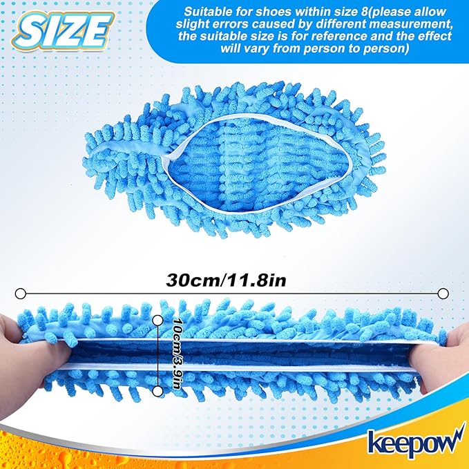 KEEPOW Mop Slippers Shoes Microfiber Floor Cleaning Tool House Mop Socks Shoe Cover Mopping Slippers Shoes Cover Soft Washable Reusable Foot Socks for Women Men Floor Cleaning Tool (5 Pairs)
