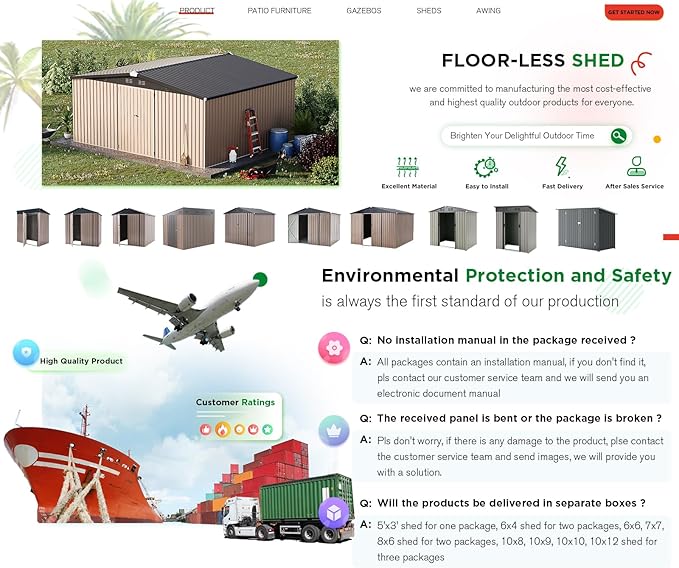 AECOJOY 12' x 14' Shed Outdoor Metal Storage, Large Storage Sheds & Outdoor Storage Clearance 14' x 12', Large Steel Yard Shed, Tool Storage for Garden, Backyard, Patio, Outside use in Grey