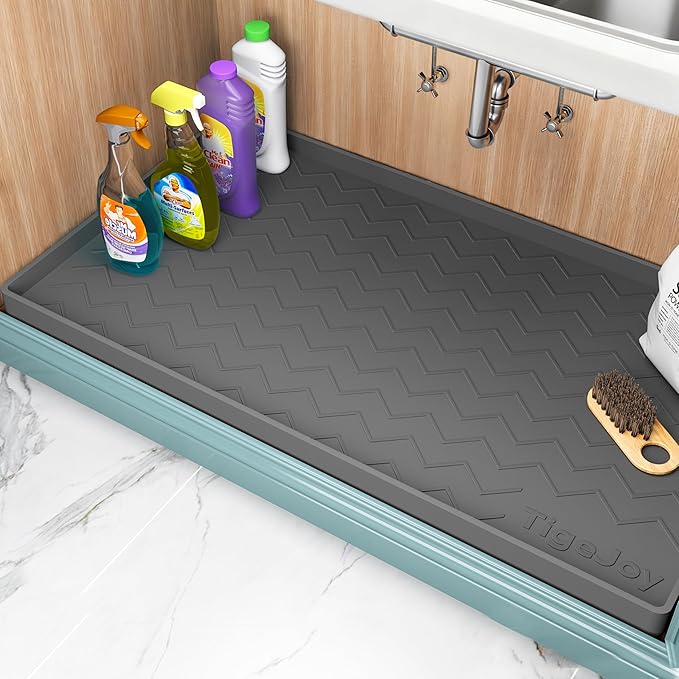 TigeJoy 40" x 19" Under Sink Mats for Kitchen Waterproof, Leak-Proof Silicone Mat Sink Protector and Cabinet Liner, Kitchen Essentials Organizer and Storage, Boot or Shoe Tray, Pet Feeding Mat