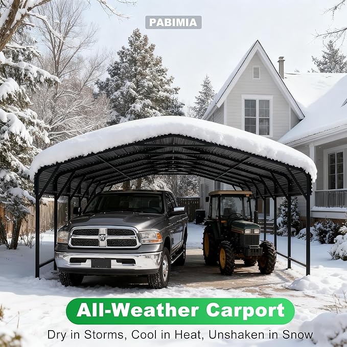 20x30 FT Heavy-Duty Metal Carport, Outdoor Galvanized Steel Shelter for Pickup Trucks, Motorcycles,Boats, Cars & Tractors