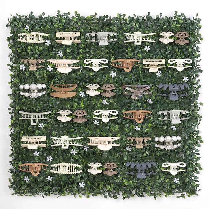 SNOWSTAR Green Grass Claw Clip Organizer Holder,Claw Clip Holder and Storage Decoration,20*20 inch Hair Clip Organizer Grass Greenery Stand for Women and Girl,Hair Clips Decor Display for Wall Green