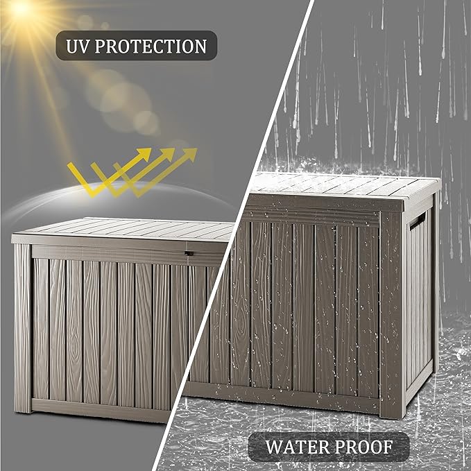 180 Gallon Outdoor Storage Box Waterproof, Lockable Resin Deck Box Large Storage Bin for Patio Furniture Cushion, Garden Tools, Pool Accessories, UV-Resistant Outside Indoor Storage, Gray