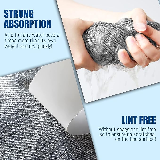 Airlab Streak Free Miracle Cleaning Cloth Easy Clean Pack of 8-12" x 16" Microfiber Dish Cloths Glass Polishing Lint Free for Kitchen Mirrors Wine Car