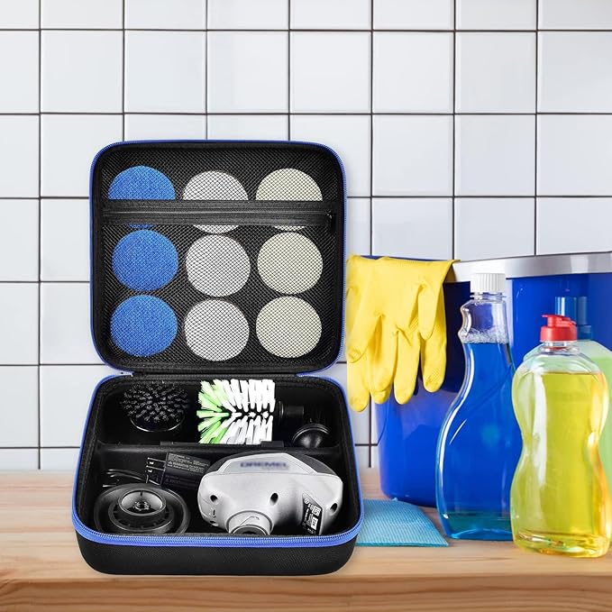 Case for Dremel Versa Power Scrubber Kit Cleaning Tool PC10-07/ PC360-5 Grout Brush, Bathroom Shower Scrub Kitchen & Bathtub Cleaner Holder for More Kinds Spin Scrubbers, Sponge Pads(Box Only)