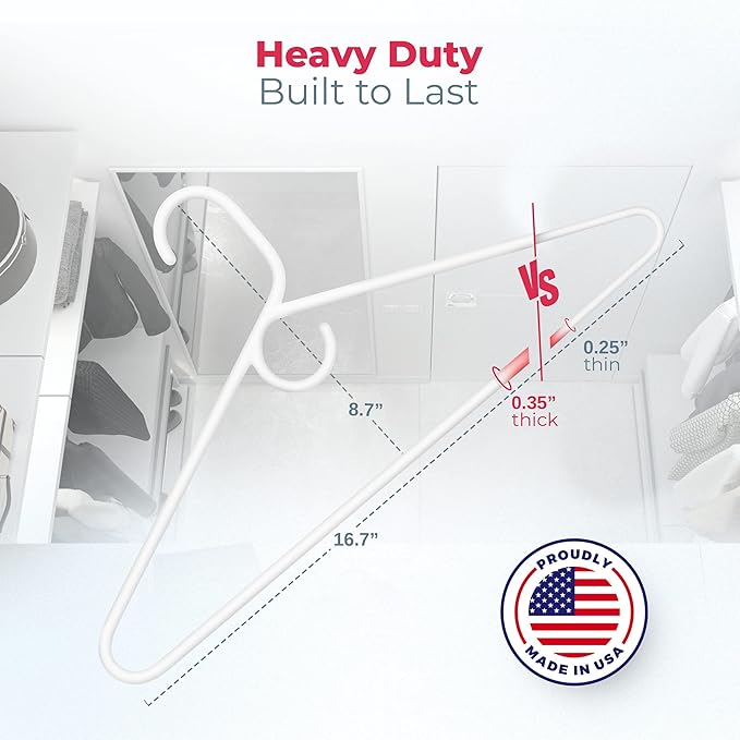 Neaties Heavy Duty Clothes Hangers 100+ Pack (216 Count) – Made in The USA – 8lb Capacity Plastic Hangers for Adult Clothing – Durable for Pants, Coats, Jackets, or Jeans – White & Gray