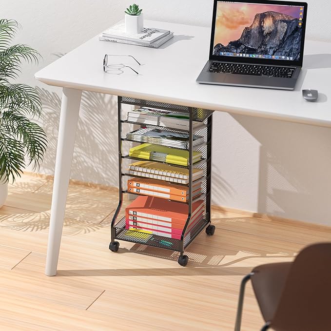 samstar Rolling File Cart,Under Desk Organizer, File Organizer beside Desk, Binder Paper Letter Storage with Wheels,for Office Supplies & Classroom Organization