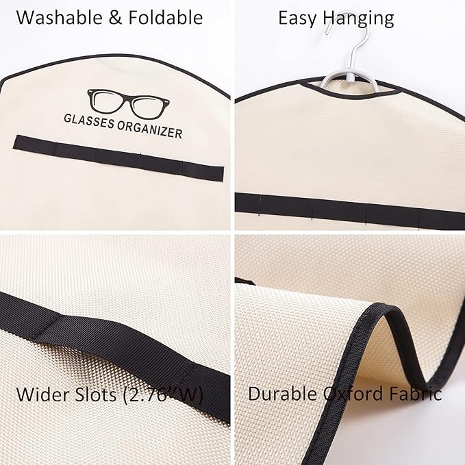 TRIUMPH VISION Hanging Sunglasses Organizers Eyeglasses Holder Stand, 30 Slots Eyeglass Case Eyewear Wall Organizer Multiple Eyeglasses Storage Sunglass Wall Mount Glasses Case Foldable Travel