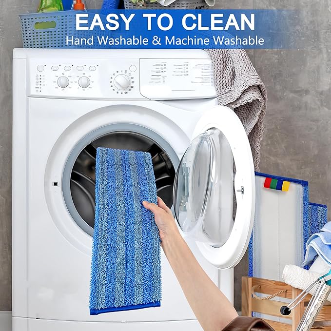 15 Pack Replacement Microfiber Mop Pad – Universal 17-18" Heavy Duty Reusable Refill – Thick Commercial Cleaning Pad for Wet & Dry Use - 18in Flat Mop Head (Trapezoid)