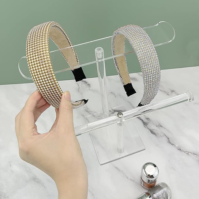 Bigfety Acrylic Headband Holder, 2-Tier Hair Accessories Organizer Clear Stand for Girls