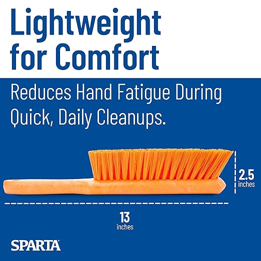 SPARTA Handheld Soft Counter Brush 8 Inch Bristle Span, Multi-Use Dust Brush with 5 Inch Handle for Tables, Countertops, and Delicate Surfaces, Polyester, Orange