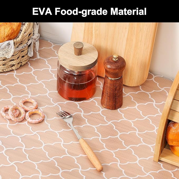 Cooyes Shelf Liner – Premium Non-Adhesive Cabinet & Drawer Liner for Kitchen – Waterproof Shelf Paper with Modern Pattern – Durable EVA Cabinet Mat – Easy to Cut （12" W x 240" L）