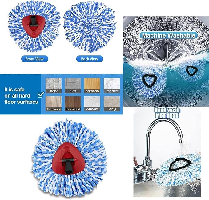 12 Pack Spin Mop Replacement Heads Compatible with Ocedar RinseClean 2 Tank System,Microfiber Mop Refill Heads for O Cedar Cleaning All Hard-surfaced Floor