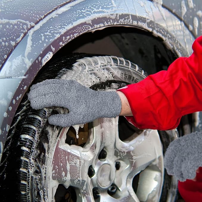 Bencailor 6 Pairs Microfiber Dusting Gloves, Dusting Cleaning Gloves Microfiber Gloves for Plants House Blinds Car Dust Mitt (Bright Color,Medium)