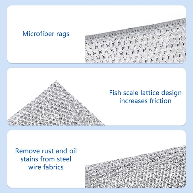 30pcs Set Non-Scratch Steel Wool Dishcloth - Multi-Use Kitchen Scrubbers, Durable Cleaning Pads for Wet & Dry Use White