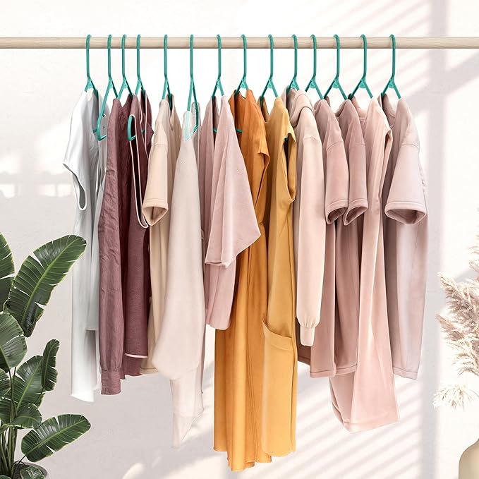 Plastic Hangers 20 Pack Aqua - Clothes Hangers - Makes The Perfect Coat Hanger and General Space Saving Clothes Hangers for Closet - Percheros Ganchos para Colgar Ropa Hangars